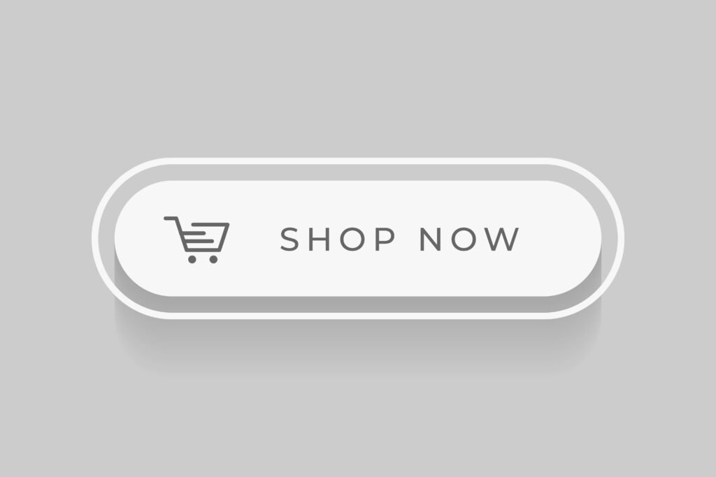 neumorphic style web shop now button with shopping cart